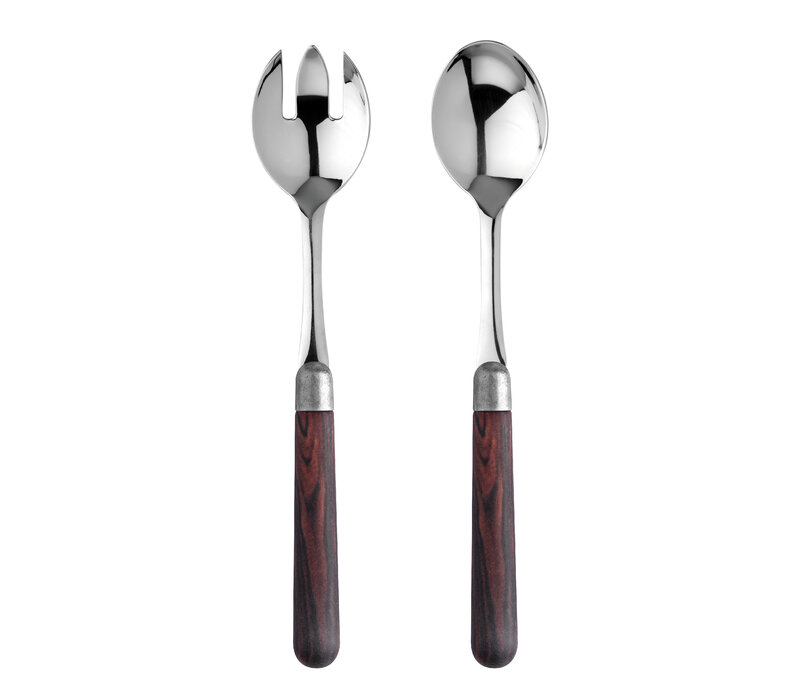 Antique Wood Salad Servers Rosewood