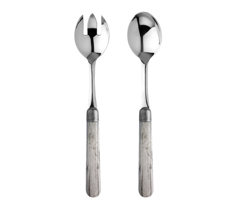 Antique Wood Couverts à Salade en Bois de Bouleau