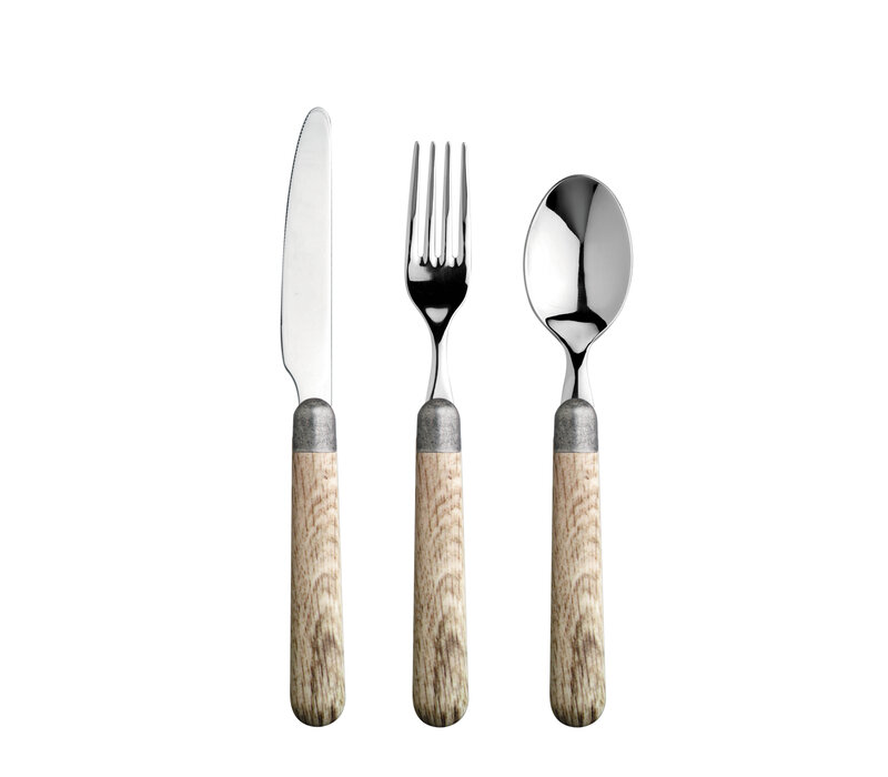 Antique Wood Frühstücksbesteck-Set für 6 Personen Französische Eiche