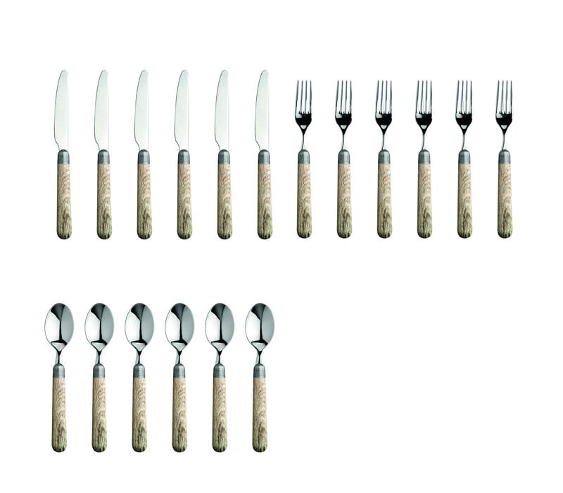 Antique Wood 6-Person Breakfast Cutlery Set French Oak