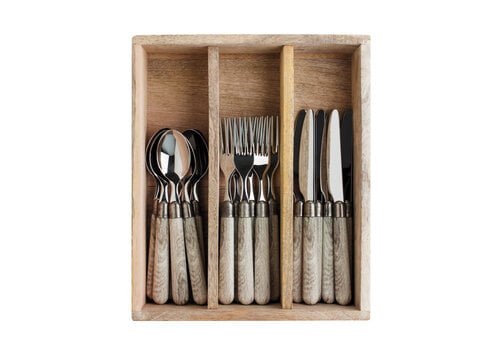 Antique Wood 6-Person Breakfast Cutlery Set French Oak