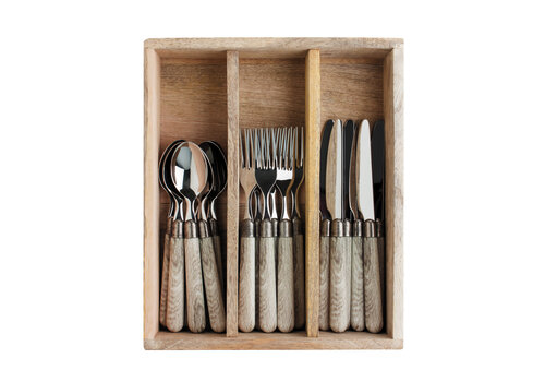Antique Wood Service de Couverts de Petit-Déjeuner pour 6 personnes Chêne Français