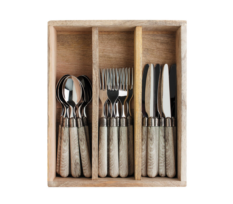Antique Wood Service de Couverts de Petit-Déjeuner pour 6 personnes Chêne Français