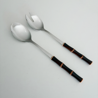 Service à Salade – Aspect Bambou Marron Foncé – Ensemble de Couverts synthétiques