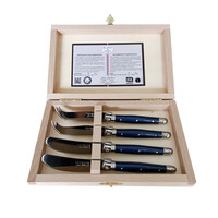 Laguiole Premium 2 Butter Knives & 2 Cheese Knives Blue