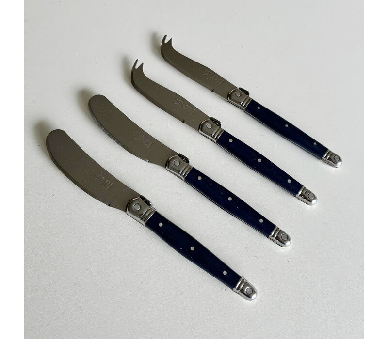 Laguiole Premium 2 Buttermesser & 2 Käsemesser Blau