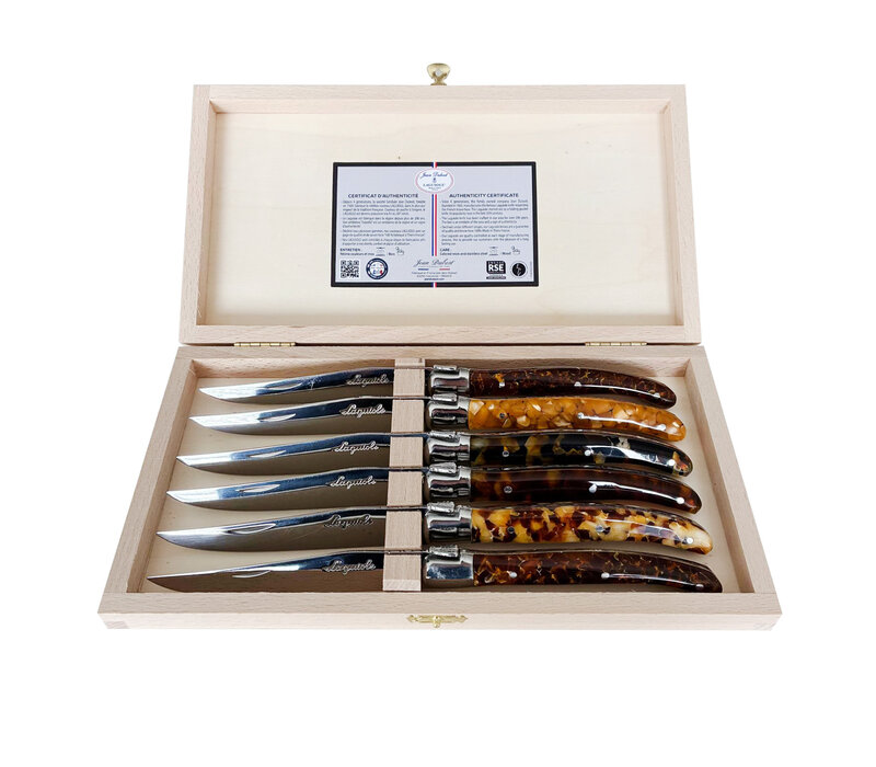 Laguiole Premium 6 Steak Knives Faux Tortoise