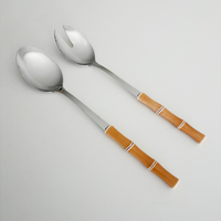 Salad Serving Set – Bamboo Look Light Brown – Synthetic Cutlery Set
