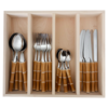 Kom Amsterdam Ensemble de Couverts 24 pièces – Design Bambou Marron Clair – Plastique Résistant