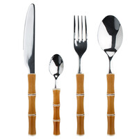 24-Piece Cutlery Set – Light Brown Bamboo Design – Durable Plastic
