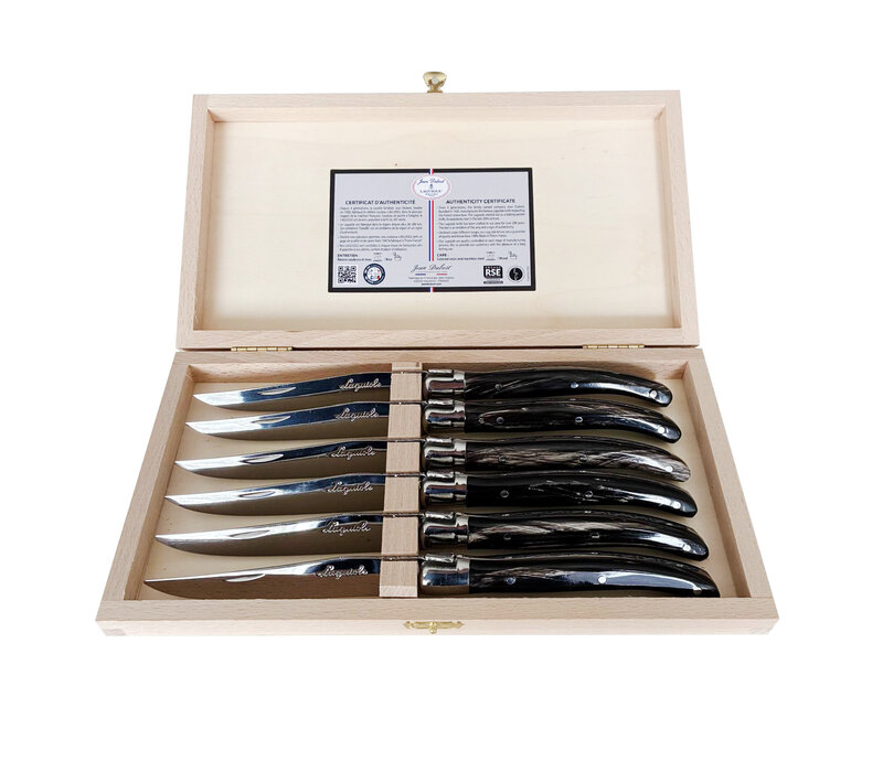 Laguiole Premium 6 Steak knives Buffalo horn
