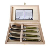 Laguiole Premium 4 Couteaux à Beurre Vert Olive en Coffret