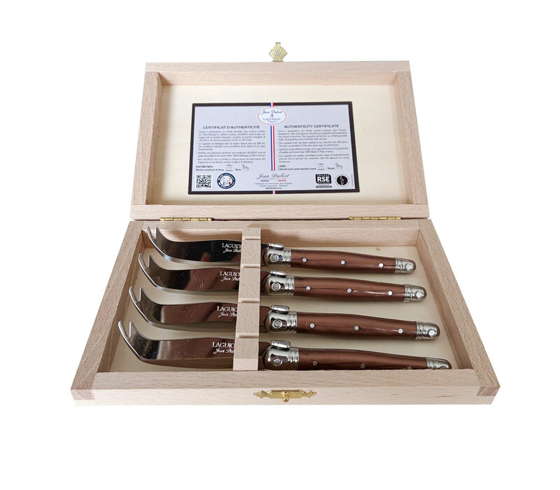 Laguiole Premium 4 Cheese Knives Brown in Box
