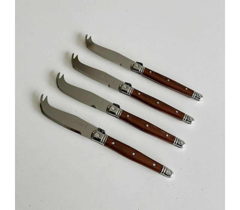 Laguiole Premium 4 Couteaux à Fromage Marron en Coffret