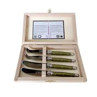 Laguiole Premium 2 Butter Knives & 2 Cheese Knives Olive Green