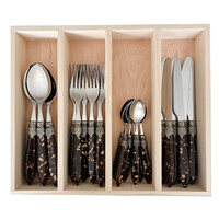 Murano Dinner Cutlery (24-piece) – For 6 People – Tortoise Motif in Wooden Box | Italian Design