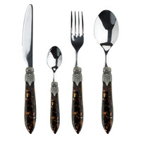 Murano Couverts de table (24 pièces) – Pour 6 personnes – Faux Tortoise dans un coffret en bois | Design italien