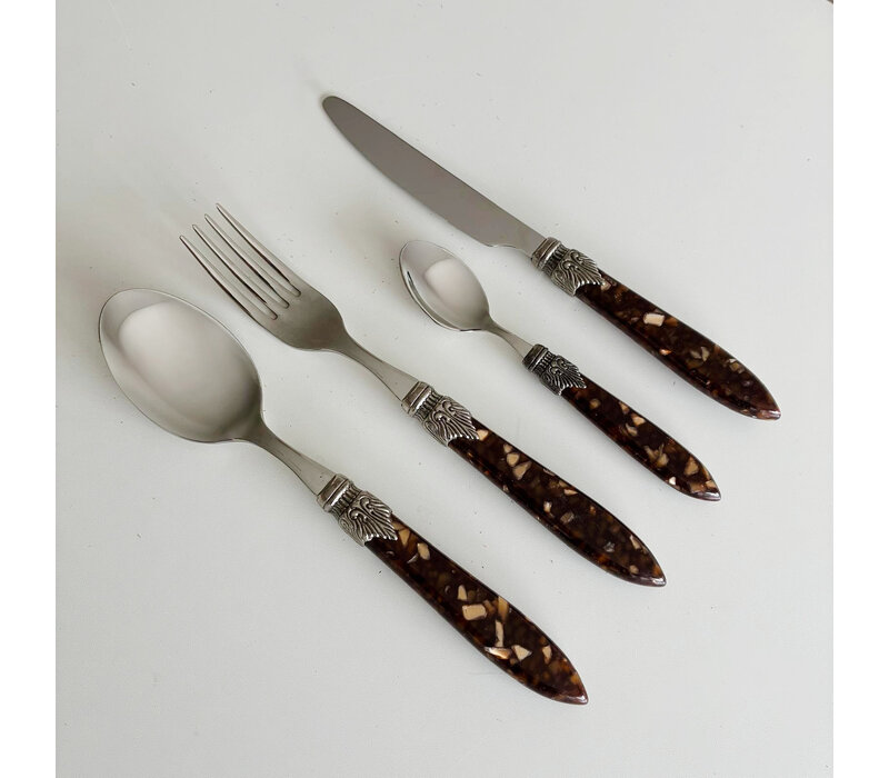 Murano Dinerbestek (24-delig) – Voor 6 Personen – Schildpad Patroon in Houten Kist | Italiaans Design