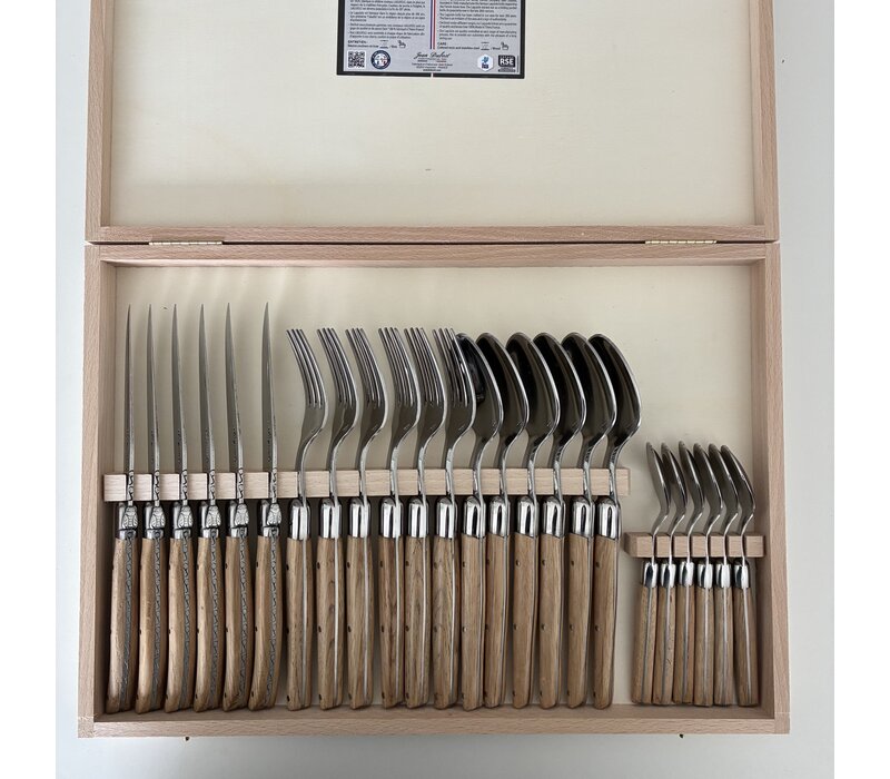 Laguiole Premium Besteckset 24-teilig Eiche im Holzbox