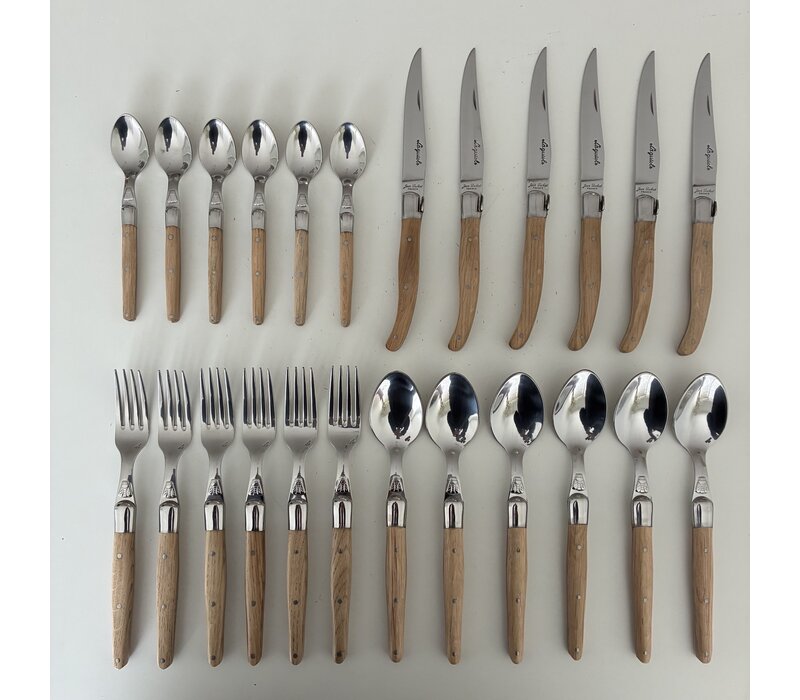 Laguiole Premium Besteckset 24-teilig Eiche im Holzbox
