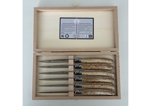 Laguiole Laguiole Premium 6 Couteaux à Steak en Bouleau Norvégien