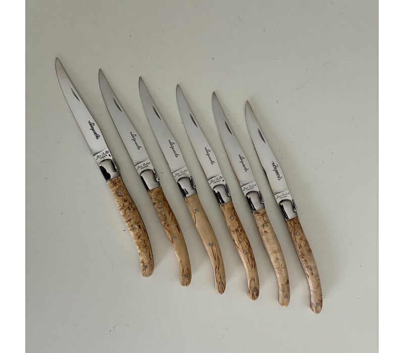 Laguiole Premium 6 Steakmessen Noors Berken