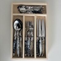 Laguiole Classic Steak Cutlery (24-piece) – For 6 People – 'Marble Mix' in Wooden Box | French Design - Copy