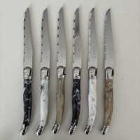 Laguiole Classic Steak Besteck (24-teilig) – Für 6 Personen – 'Marmormischung' in Holzbox | Französisches Design - Copy