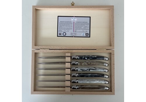 Laguiole Laguiole 6 Classique Couteaux à Steak Mélange Marbré en Coffret en Bois