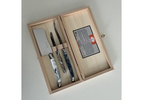Laguiole Laguiole Premium 3 Cheese Knives Marble Mix