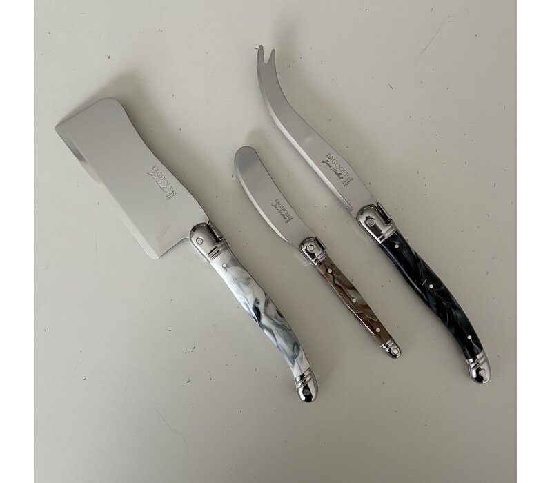 Laguiole Premium 3 Cheese Knives Marble Mix