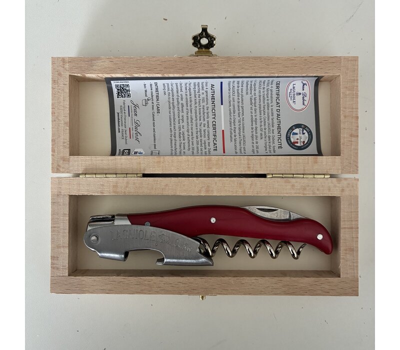 Couteau Sommelier Laguiole dans Boîte Cadeau en Bois – Fabriqué à 100% en France | Rouge