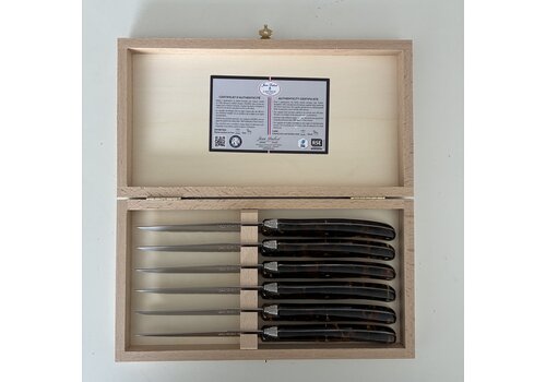 Laguiole Laguiole 6 Classic Steakmesser Schildkröte Imitat in Holzbox