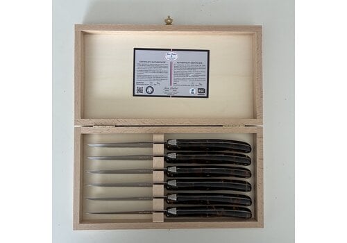 Laguiole Laguiole 6 Classique Couteaux à Steak Tortue Effet Écaille en Coffret en Bois