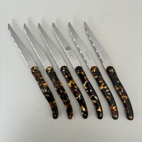 Laguiole 6 Classique Couteaux à Steak Tortue Effet Écaille en Coffret en Bois