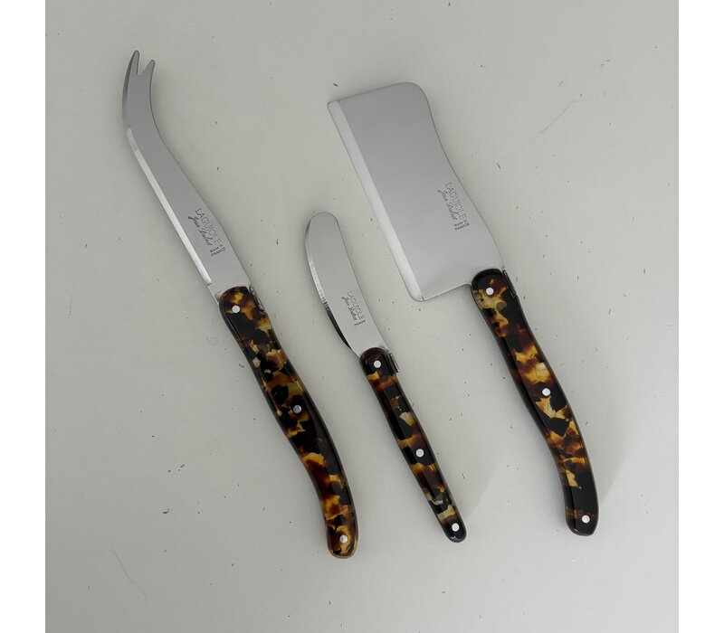 Laguiole Premium 3 Cheese Knives Turtle Look