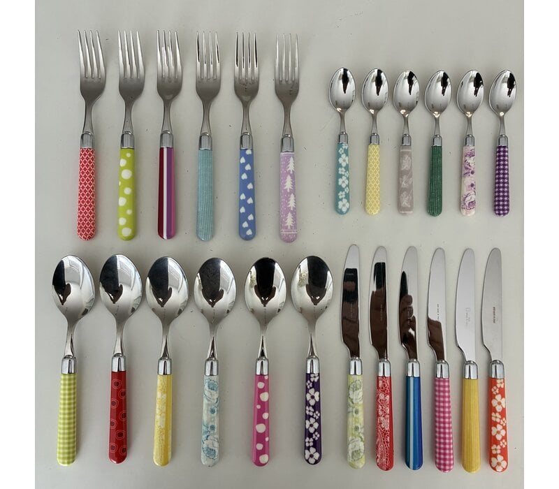 Multi Colour Couvert 24 pièces décors mixtes
