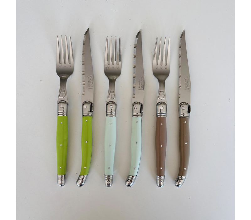 Laguiole Classic 6 Steak Knives & 6 Forks Vineyard