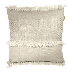 Offwhite fringe cushion