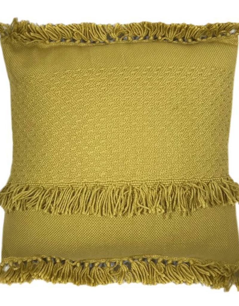 Mustard fringe cushion