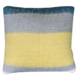 Dark lead blue mohair cushion