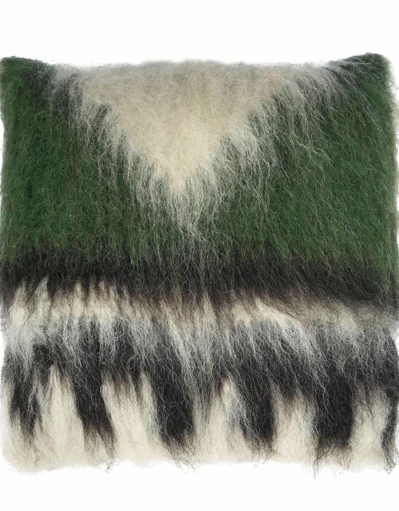 Cushion 100% wool triangle green 50x50