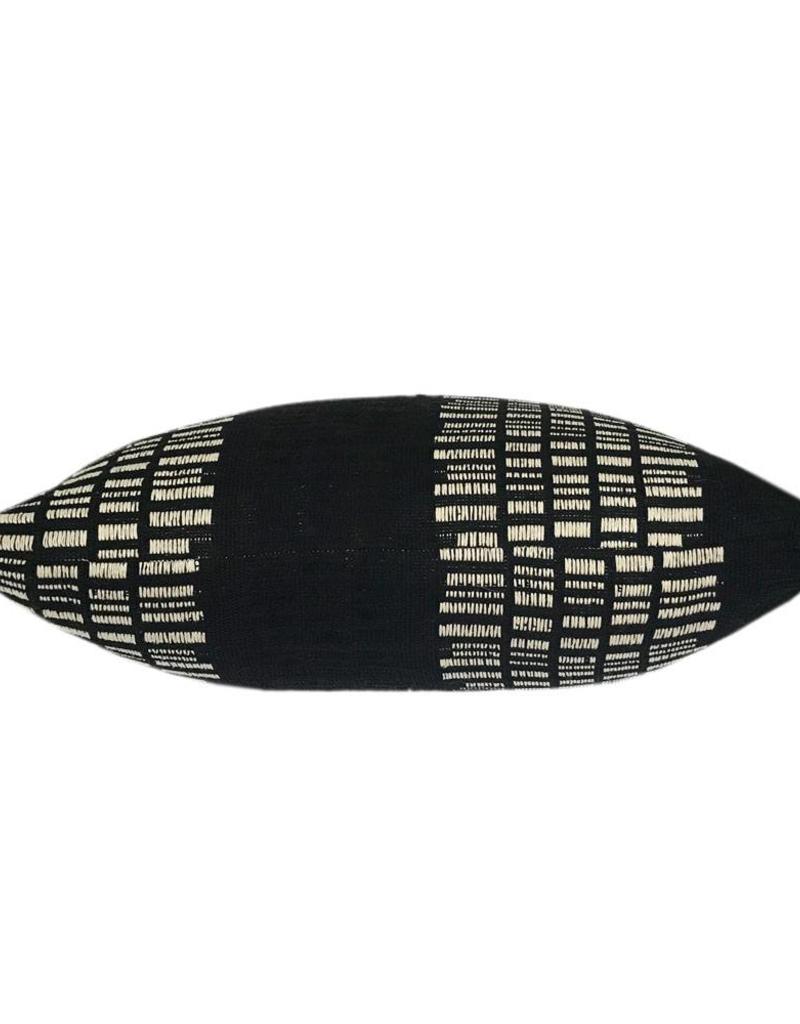 Bark stripe cotton black cushion