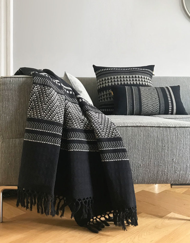 Native stripe cotton black throw 135x220cm (NEW)