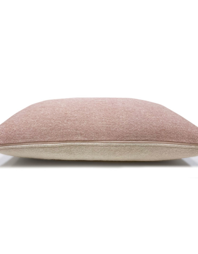 Misty pink double faced recycled wool square cushion (NEW)