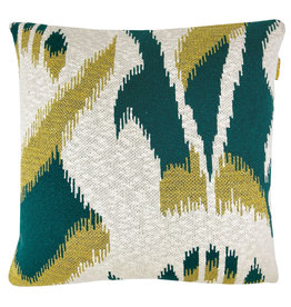 Ikat knitted cushion green (NEW)