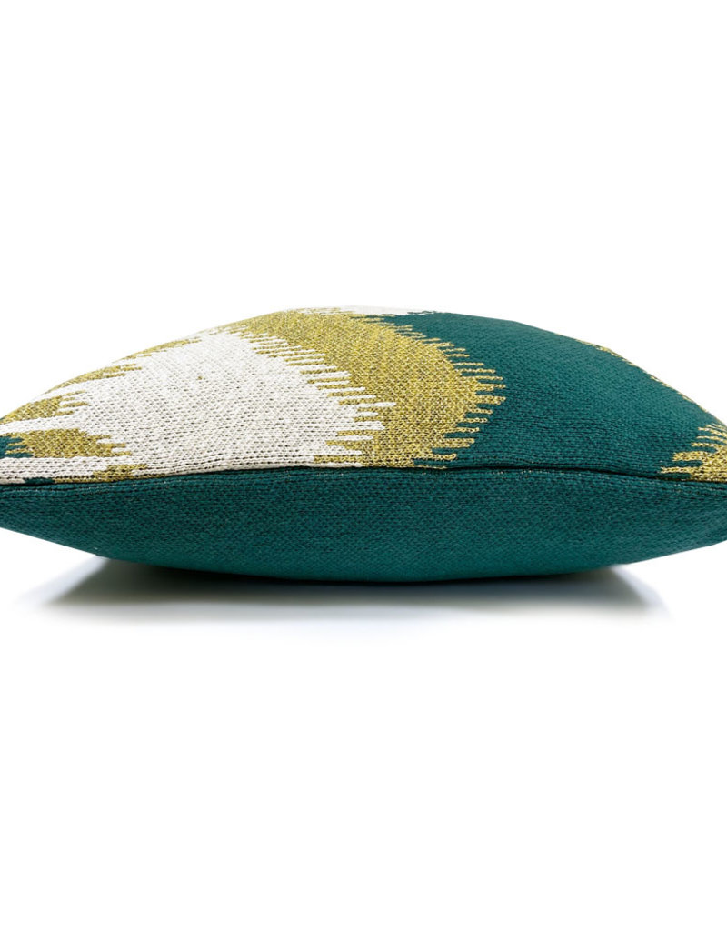 Ikat knitted cushion green (NEW)