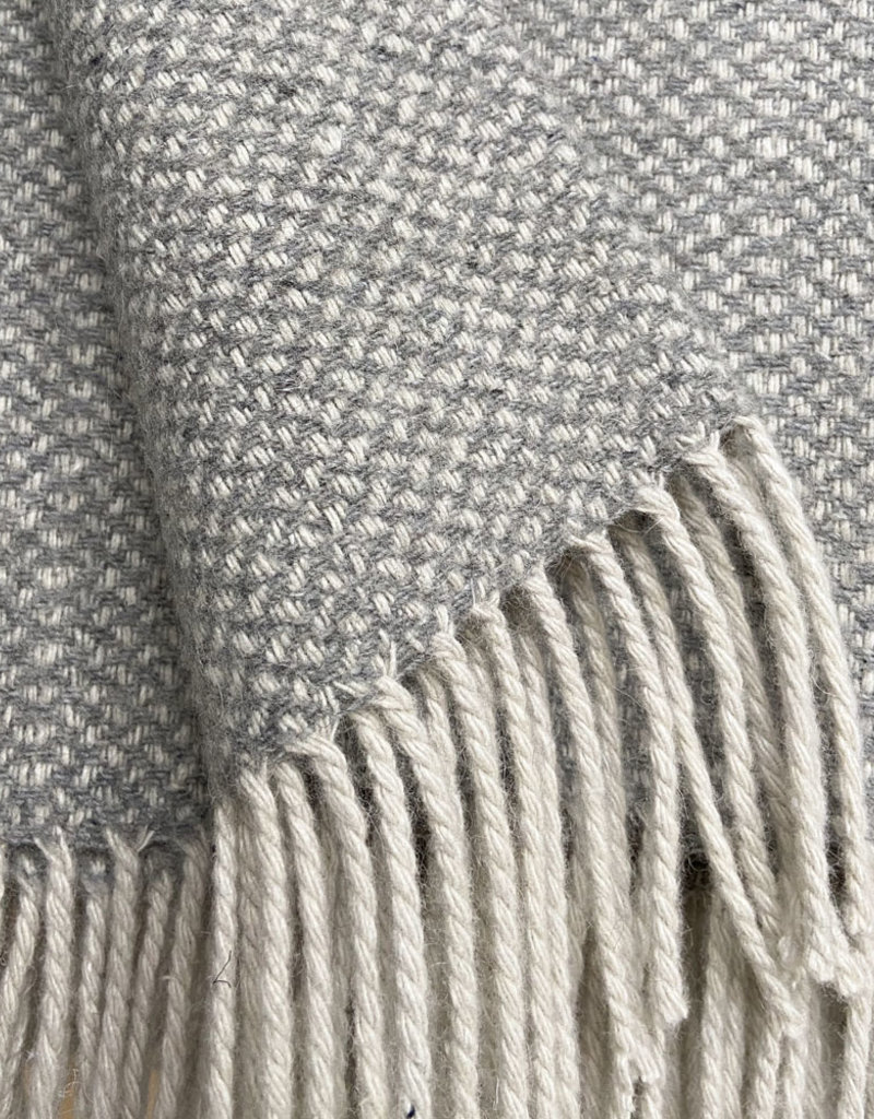 Natural grey structure recycled wool throw
