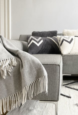 Natural grey structure recycled wool throw