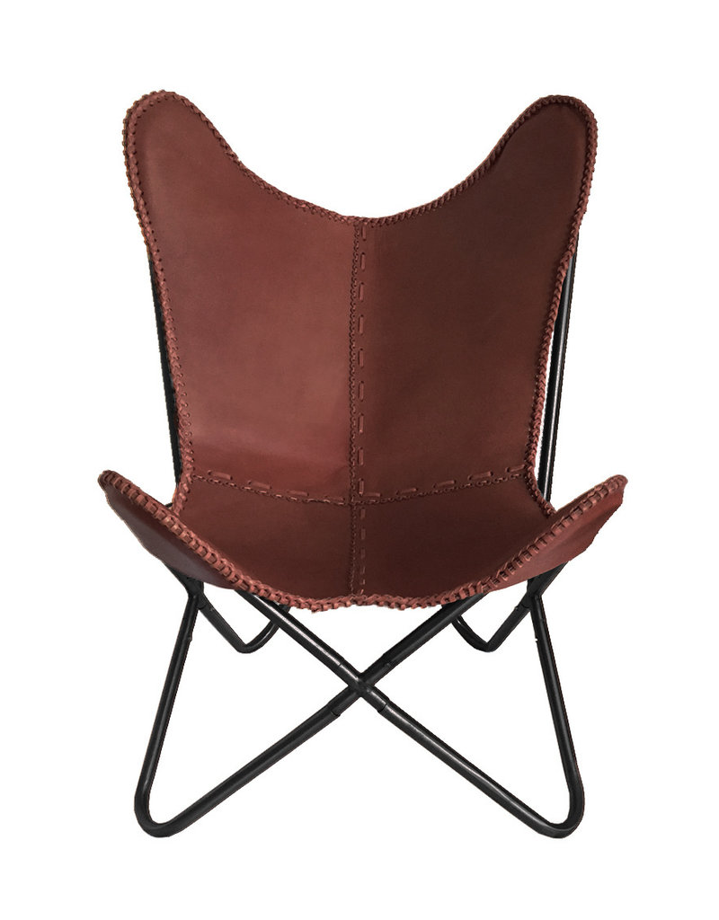 Leather butterfly chair vintage brown
